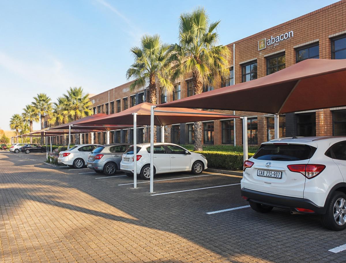 Shaded parking bays at the business park
